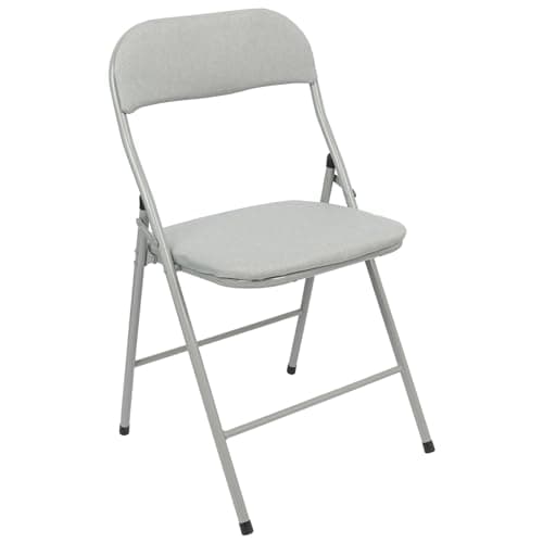 Image of Harbour Housewares Fabric Padded Folding Chair - Grey - Cushioned Foldable Chair with Metal Frame Fabric Upholstered Seat Folding Seats Indoor for Home, Dining, Office