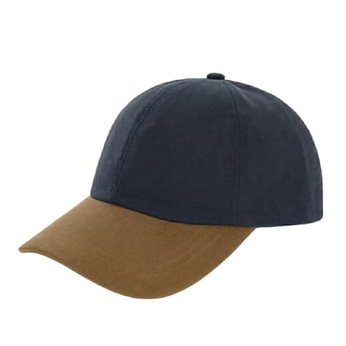 Image of Tilley Waxed Cotton Baseball Cap, Adjustable, Water Resistant, Outdoor, One Size (Navy/Tan)