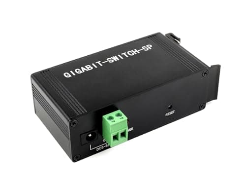 Image of Waveshare Industrial Grade 5P Gigabit Ethernet Switch, IEEE 802.3x-Compliant Full-Duplex 10/100/1000M Connection, DIN Rail Mount