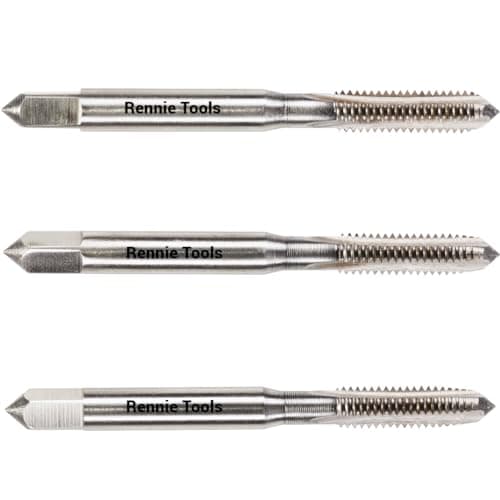 Image of Rennie Tools - M4 x 0.7 HSS Metric Hand Tap Set. Includes 3 Pieces - 1st, 2nd & 3rd Cut (Taper Tap, Middle Tap, Bottom Tap (Plug Tap)) High Speed Steel for Threading Holes. 4mm Metric Tap Set