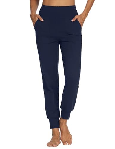 Image of MOVE BEYOND Buttery Soft Women's Joggers Pants with 4 Pockets Active Sweatpants High Waist Workout Yoga Lounge Pants, Blue, XS