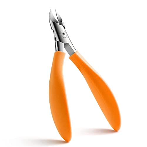 Image of FVION Precision Toenail Clippers for Thick or Ingrown Toenails, Thick Fingernail Toenail Cutter/Colorful Nail Clippers Heavy Duty Stainless Steel - Velvet Soft Grip Handle (Orange)