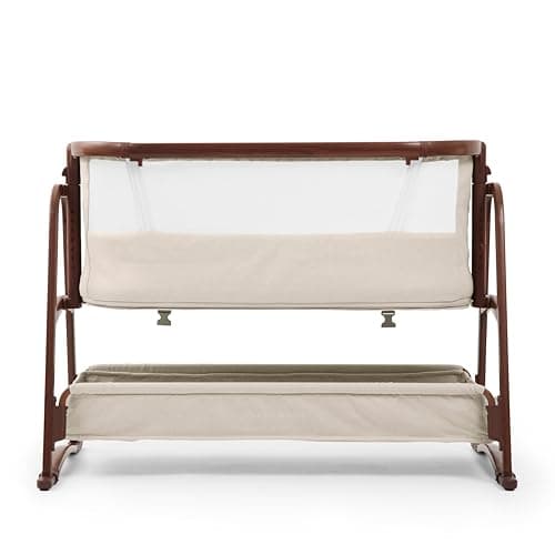Image of Ickle Bubba Bubba&Me Luxe Bedside Crib – Co-Sleeper Baby Bed with Rock or Static Mode, Adjustable, Breathable Mesh, Mattress & Storage, 0-6 Months (Stone)