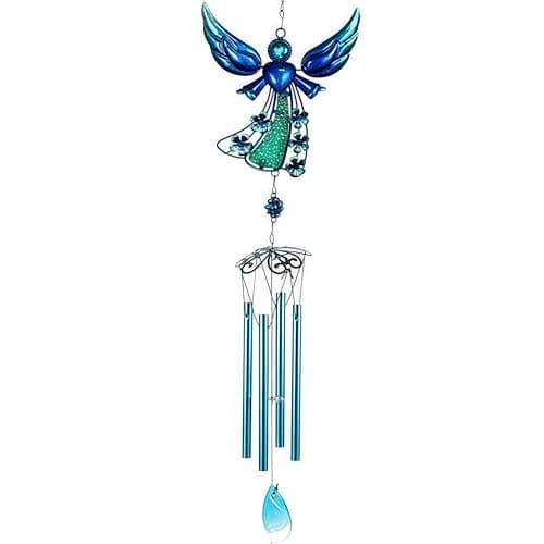 Image of Wind Chimes, Wind Chime for Garden,Angels for Patio Hanging Decoration,Angels Wind Chime Outdoor Porch Balcony Creative Hanging Decoration (Blue Wind Chimes)