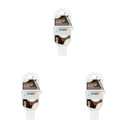 Image of Palm Safe Coconut 60ml Anti Bacterial Premium Hand Sanitiser Travel Size Refillable Clip Bottle Quick Drying Non Sticky Extra Moisturising Kills 99.9% of Viruses and Bacteria (Pack of 3)