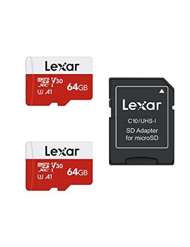Image of Lexar 64GB 2 Pack Micro SD Card E Series, microSDXC UHS-I Flash Memory Card with Adapter - Up to 100MB/s, A1, U3, Class10, V30, High Speed TF Card (2 microSD Cards + 1 Adapter)