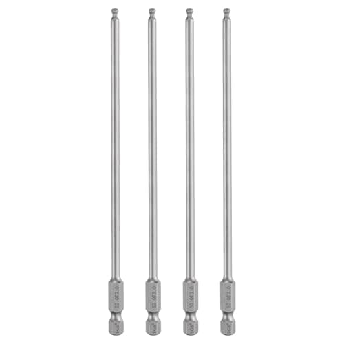 Image of sourcing map 4pcs Ball End Hex Screwdriver Bit 3mm (H3.0) Tip 1/4" Hex Shank 150mm (6") Long Magnetic Ball Head Bits Industrial Grade S2 Steel Metric Screw Driver Bit