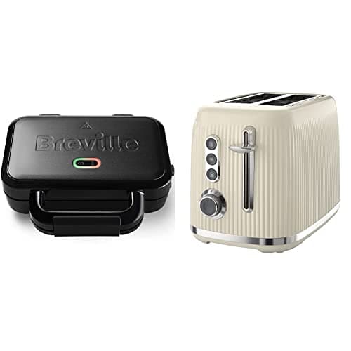 Image of Breville Ultimate Deep Fill Toastie Maker | 2 Slice Sandwich Toaster & Bold Vanilla Cream 2-Slice Toaster with High-Lift and Wide Slots | Cream and Silver Chrome [VTR003]