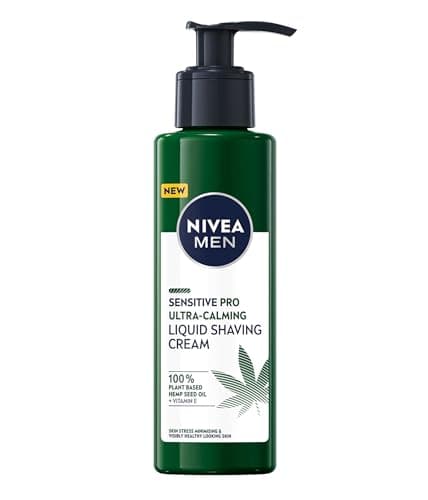 Image of NIVEA MEN Sensitive Pro Ultra Calming Liquid Shaving Cream (200 ml), Shaving Cream Enriched with Hemp Seed Oil and Vitamin E for Stress-Minimising Face Care
