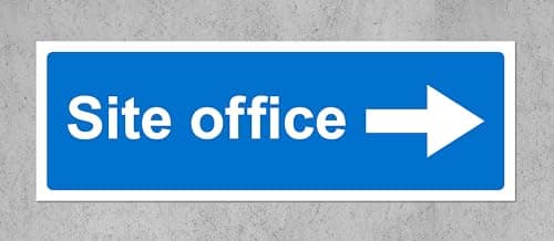 Image of Site office right directional arrow Sign - 1.2mm Rigid plastic 300mm x 100mm