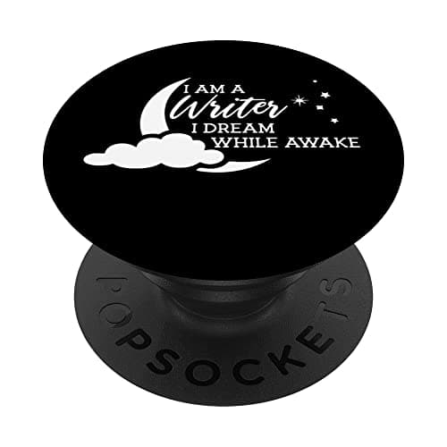 Image of I Am A Writer I Dream While Awake Crescent Moon PopSockets Swappable PopGrip