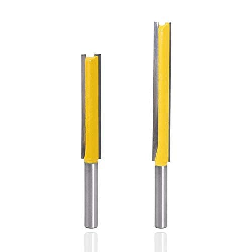 Image of Bestgle 2pcs 1/4" Shank Straight Router Bits, 2" & 3" Extra Long Two Flute Trimming Woodworking Cutter Tool