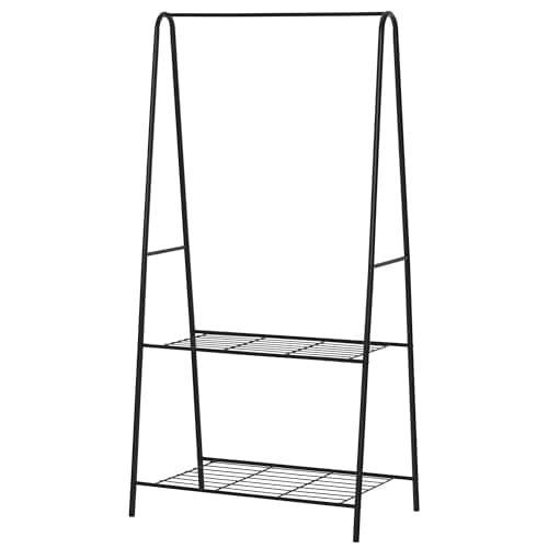 Image of HOMCOM Metal Clothes Rack Coat Garment Hanger Hallway Organiser Hanging Rail Stand 2-tier Shoe Shelving A Shaped 77L x 45W x 153H cm Black