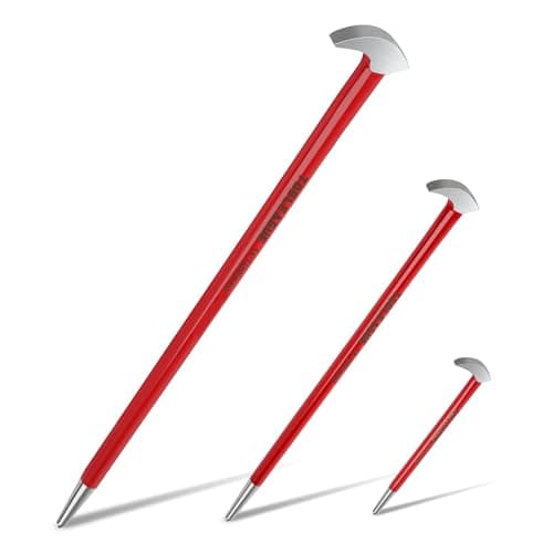Image of TOOLEAGUE 3Pcs Rolling Head Pry Bar Set,6",12",16" Heavy Duty Pry Bars Hand Tool for Garages,Machinery Aligning & Prying, Red