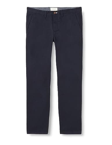 Image of GANT Men's Slim Twill Chinos Classic Trousers, Navy, Standard, Navy, 34 W/36 L