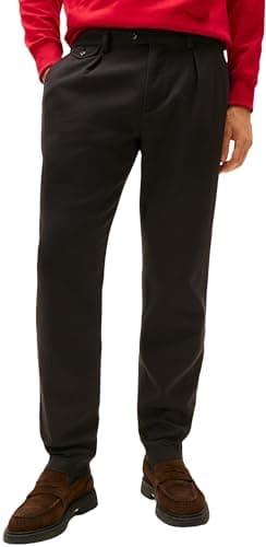 Image of Tommy Hilfiger Men's Harlem Brushed Twill Tapered Fit Trousers, Black (Black), 34W/32L