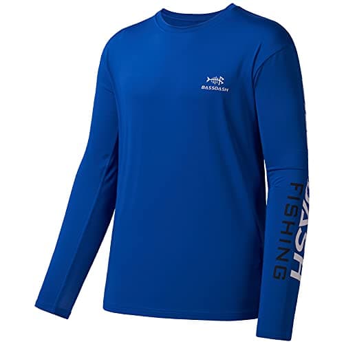 Image of Bassdash Fishing T Shirts for Men UV Sun Protection UPF 50+ Long Sleeve Tee T-Shirt Royal Blue/White