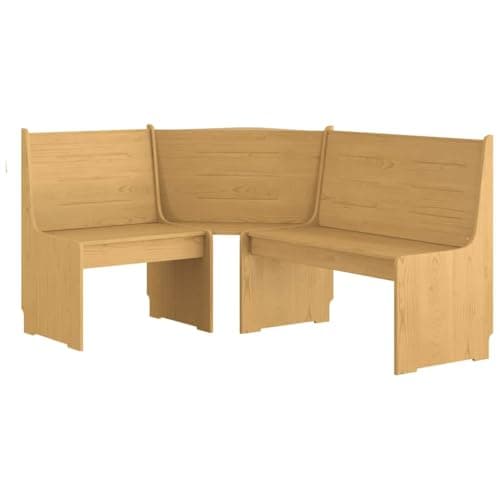 Image of Corner Bench Pure 151 cm Honey Brown Solid Pine Wood with Backrest Left Right Mountable for Dining Room Living Room Kitchen Bench with Storage Space and Cushion Modern Rustic