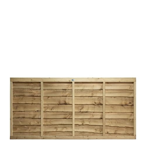 Image of Premier Lap Wooden Fence Panel Overlapping Waney Larch, W: 6ft x H: 3ft Pressure Treated Timber for Outdoor Garden Privacy Screening & Boundary Fencing Wall Panels (182cm x 90cm)