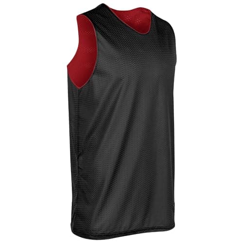 Image of CHAMPRO Men's Zone Reversible Basketball Jersey Black, Scarlet