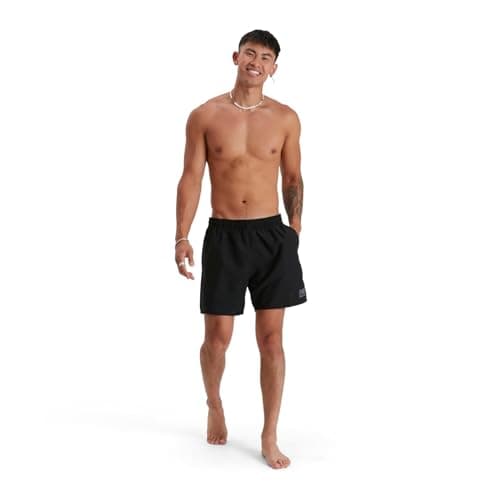 Image of Speedo Men's 16" Watershort Swimming Trunks| Quick Dry | Comfortable Fit | Classic Style | Drawstring Waist, Prime Black, One Size