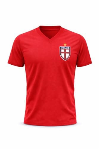 Image of Pink Malibu England Football Shirt, Breathable Fabric, Unisex, for Training, World Cup and Euros, White Large Red