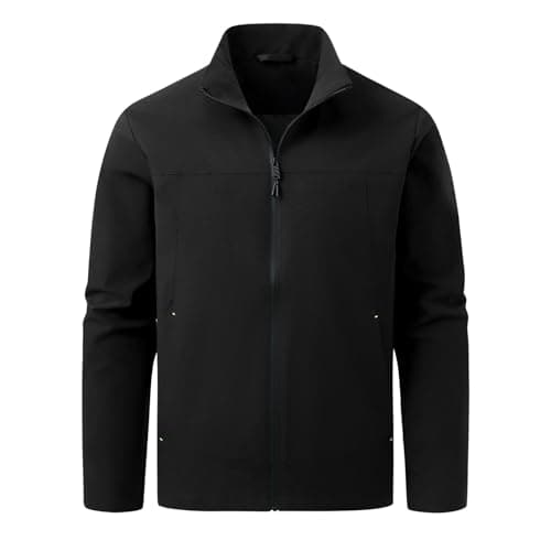 Image of Allthemen Mens Stand Collar Waterproof Jacket Casual Lightweight Windbreaker Coat Zip Outdoor Smart Jacket Black M