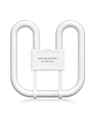 Image of Lamptobe GR8 2 Pin 16W 2D Compact Fluorescent Light Bulb Warm White 3500K GR8 DD Square Flat Butterfly Bulb AC 220-240V 2-Pin CFL Lamp for Ceiling Flush Light, Bathroom Lamp, Not Dimmable (1-Pack)