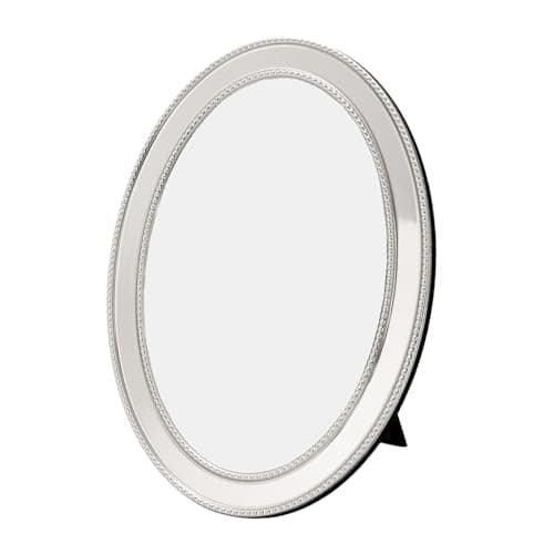 Image of Happy Homewares Contemporary Chic Oval Nickel Plated Metal 4x6 Picture Frame with 3D Dotted Design | For Table or Wall