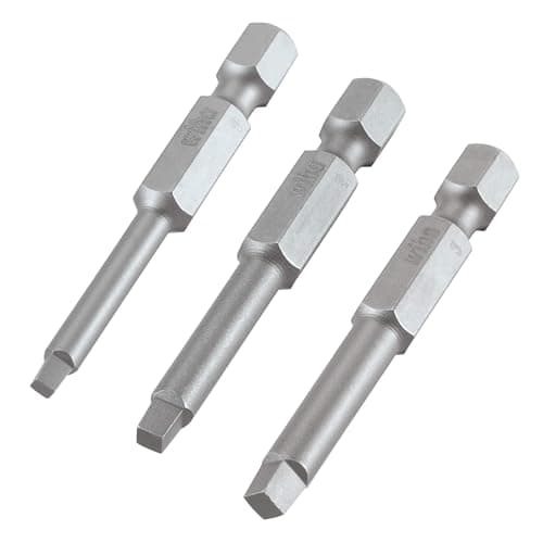 Image of Trend Snappy 3-Pack Robertson Square Drive Bits Set, 50mm Length, Quick Chuck Compatible, Sizes No.1, No.2, No.3, SNAP/SQ/123, Silver