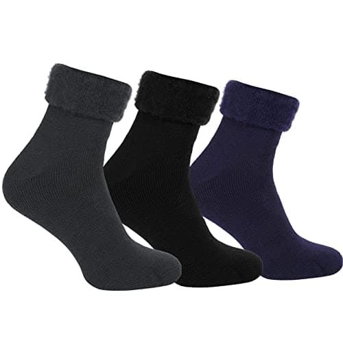 Image of FRESHLOOKIN 3 Pairs Men Bed Socks Lounge Sock Thick Warm Winter Cosy Feet Brushed Thermal Fleece Thermal Socks Perfect For Cold Winter Nights Size UK 6-11