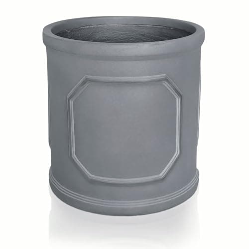 Image of IDEALIST 30cm Plant Pot | Faux Lead Grey Reinforced Stone Chelsea Garden Planter with Drainage Holes D30 H30 cm, with Inner Top D26 cm, 15 litres