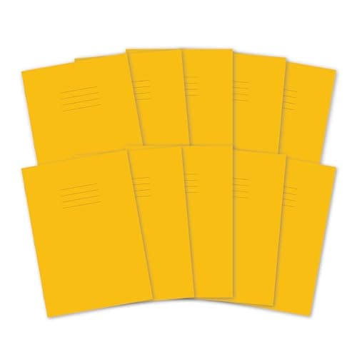 Image of Hamelin A4 Exercise Books, 48 Pages, Yellow, Pack of 10 for School, 8 mm Ruled and Margin