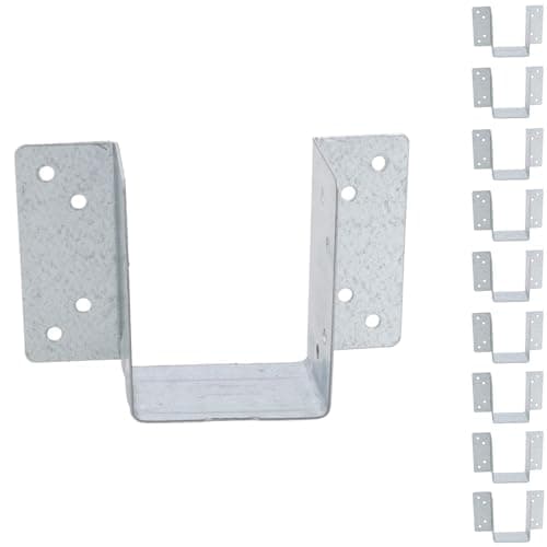 Image of Mini Timber Wood Joist Hanger 50mm Decking Loft Galvanised Beam Holder 10PK
