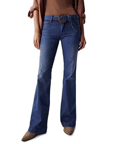 Image of Salsa Flare Push Up Wonder Jeans with Belt Blue