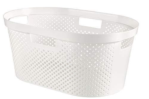 Image of CURVER | Infinity Laundry Basket, 40 L, White, 58.5 x 38 x 26.5 cm, Recycled Plastic