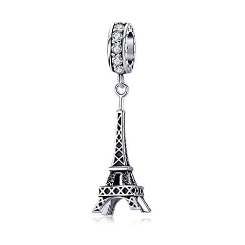 Image of Fantasticharm Travel Paris Eiffel Tower Charm Pendant 925 Sterling Silver Dangle Bead fits European Style Bracelet DIY Jewelry