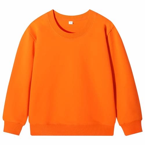 Image of Yufennie Kids Classic Sweatshirts | School Uniform Jumper Pullover, Long Sleeve Top for Boys & Girls Orange