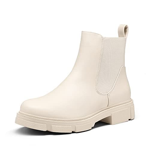 Image of DREAM PAIRS Women's Boots Chelsea Ladies Boot Pull On Fall Fashion Walking Ankle Booties SDAB2205W-E,Size 6,Beige,SDAB2205W-E