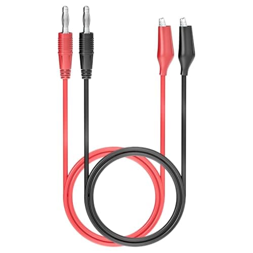 Image of Cleqee 2PCS 4mm Banana Plug to Crocodile Clips Test Leads Alligator Clips Soft Flexible Cable Wire 3.3ft/1m for Multimeter Electrical Testing Red&Black