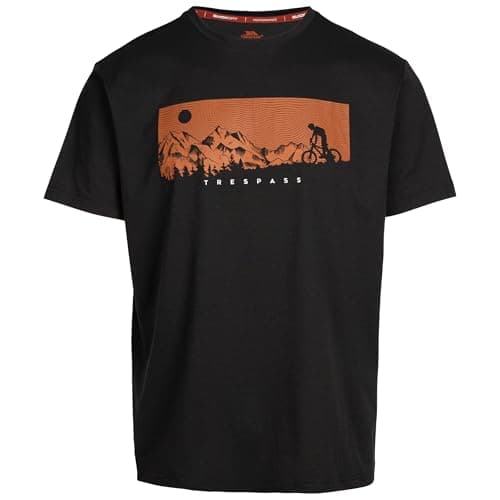 Image of Trespass Mens Casual T-Shirt Nellow - Short Sleeve, Round Neck, Print on Chest, Knitted, 100% Polyester, 150Gsm Black