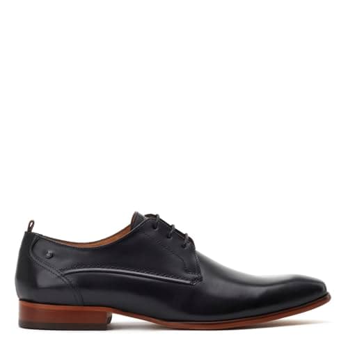 Image of Base London Mens Gambino Waxy Black Derby Shoes UK 11