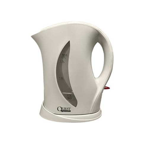 Image of Quest 1.7 L Low Wattage Electric Kettle – 1000 W Cordless Kettle with Removable Filter – Ideal for Camping, Caravans & Low Power Sites - Black & Cream Options (Cream)