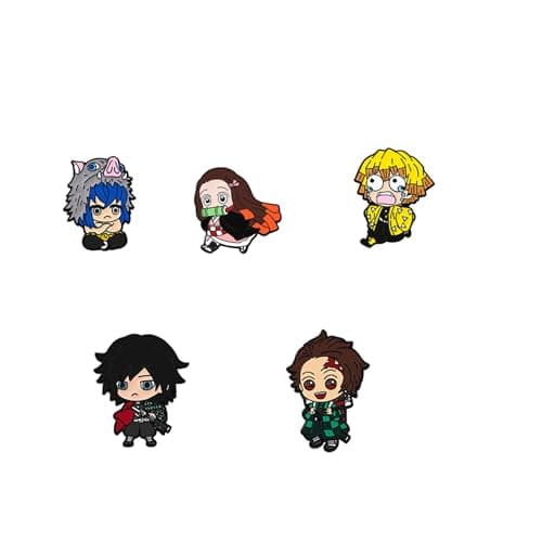 Image of Roffatide Anime 5Pcs Demon Slayer Enamel Pins Set for Fans Collectible Badge for Jackets Bags Accessories Gift for Fans Women Men
