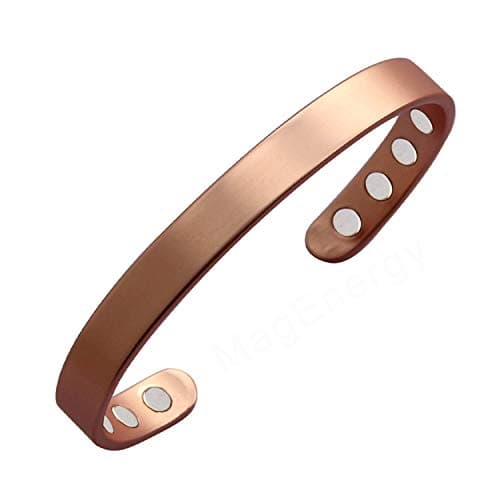 Image of MagEnergy Copper Magnetic Bracelet for Men and Women 99.9% Pure Copper Bangle 6.8" Adjustable with 8 Magnets (Plain design)