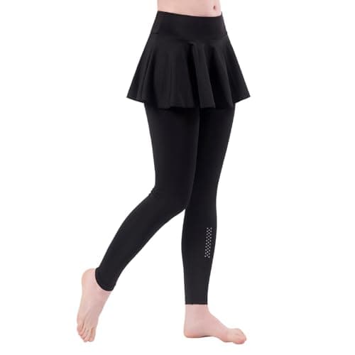 Image of Hybursky 2-in-1 Skirted Leggings for Women, High Waisted Pleated Tennis Skirt with Reflective Grid Leggings, Athletic Workout Hip Lifting Skort Trouser for Sports Running Gym Yoga Tight Pants (L)