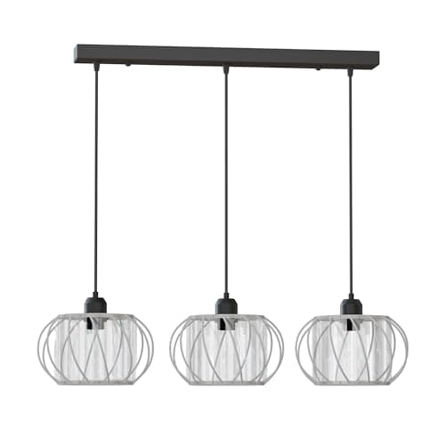 Image of DC VOLTAGE 3 Light Ceiling Pendant Light White 18cm Glass Shade E27 Adjustable Cable Modern Kitchen Island Hanging Lamp Dining Room Bar Industrial Lighting Fitting UK