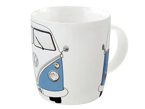 Image of BRISA VW Collection - Volkswagen Large Ceramic Coffee-Tea-Cappuccino Mug Cup in T1 Bus Design (370 ml/12.5 fl oz/Bus Front/Blue)