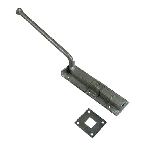 Image of Monkey Tail Bolt in 12"" 15" 18" 24" (Galvanize Black Garage Door Lock) (Silver, 24")