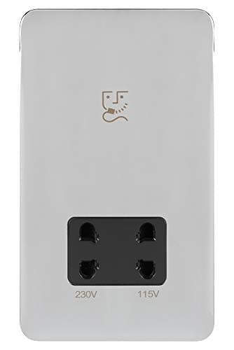Image of Schneider Electric Lisse Screwless Deco - Double Shaver Socket, Dual Voltage, 115/230V GGBL7090BPCS, Polished Chrome with Black Insert